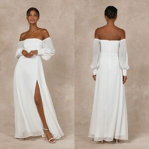Lulu's Elegant White Maxi Dress